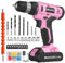 FADAKWALT Trapano avvitatore a batteria 20V-Max agli ioni di litio, 50 pezzi, rosa