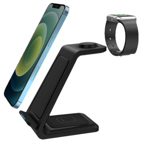 Soporte de carga inalámbrico, cargador de pie para teléfono, estación de carga multifuncional para teléfono, auriculares y reloj, cargador inalámbrico portátil para múltiples dispositivos