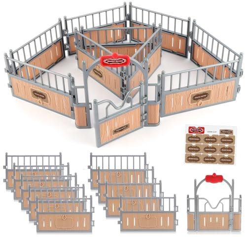 Pferdezaun Spielzeug Koppel Spielzeug 10Stk Pferd Corral Zaun Fechten Zubehör für Scheune Koppel Pferd Stall Nutztier, Pädagogische Geschenk, Micro Landschaft Deko (Kombinationsfarben)