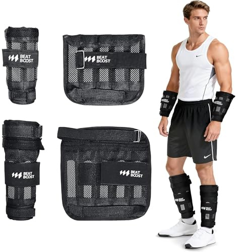 BeatBoost 10LB Adjustable Ankle & Wrist Weights, Leg Weights for Men