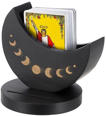 SUMTree Support de Cartes de Tarot en Bois, 10x10cm | Support de Phases de Lune, Présentation du Jeu de Tarot, porte carte tarot, Décoration Maison ou Bureau