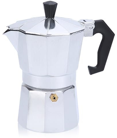 YHSKJCD Stovetop Coffee Maker 150ml/3 Cups, Aluminium Moka Pot Italian Espresso Maker with Heat-Resistant Handle, Sliver