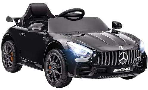 AIYAPLAY Kinder Elektroauto 12V Kinderauto mit 2,4G Fernbedienung, Kinderfahrzeug mit Hupe, MP3, Musik, Sanftstart, Rückwärtsfunktion 3-5 km/h Elektrofahrzeug für 3-6 Jahre, Schwarz