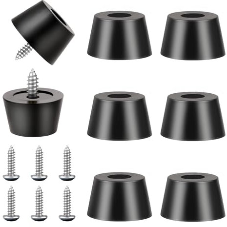 Lot de 8 pieds en caoutchouc pour planche à découper avec 20 vis et rondelles assorties en acier inoxydable - Pieds ronds antidérapants pour meubles et appareils électroménagers - 2 x 1 cm (l x H)