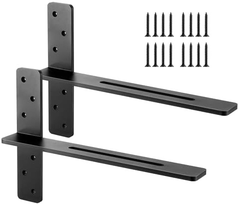 VEVOR Support d'Étagère Flottante, 457,2x73,5x304,8 mm, Supports d'Étagères Murales Invisibles Robustes en T, Lot de 2, Capacité de Charge 90 kg, avec Vis, pour Étagères Flottantes de Salons, Chambres