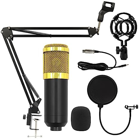 Sound Card Kit, Professional Condenser Microphone Kits V8 Sound Card Karaoke With Microphone Stand Condenser USB MIC Live Streaming(BM800)