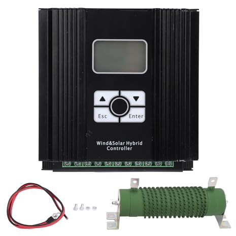 plplaaoo Wind Solar Hybrid Ladung Controller 12V 24 V MPPT LCD Display intelligenter Regulierungsbehörden für Home Marine Street Light Systems Aluminiumschale (400W Fan)