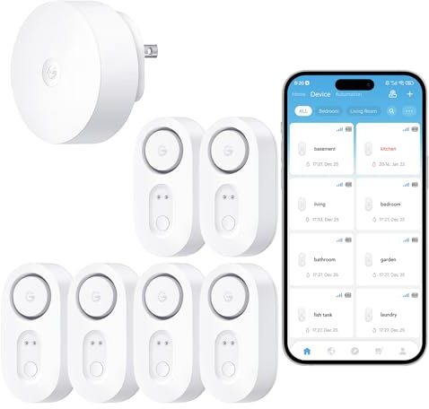 GoveeLife Upgraded Smart Water Leak Detector 1s with High Alarm, 6 Pack