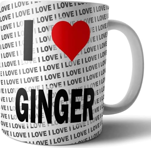 AK Giftshop I Love Ginger Mug, 10oz Ceramic Tea Coffee Cup