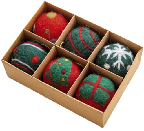 Dinntty 6 Stück Filz-weihnachtskugeln, Ornamente, Weihnachts-hängekugeln Aus Filz, Schneeflocken, Schneemann, Ball-anhänger Für Weihnachtsbaum-Dekoration