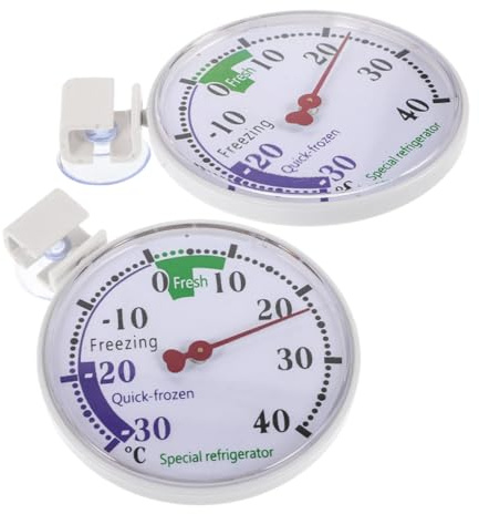 Gefrierschrank Temperaturthermometer 2 Stück 30 bis 40 °c Weiß | Kühlschrank und Gefrierschrank, Wiederverwendbarer Kunststoff, Präzise Messwerte, Kompakt Tragbar