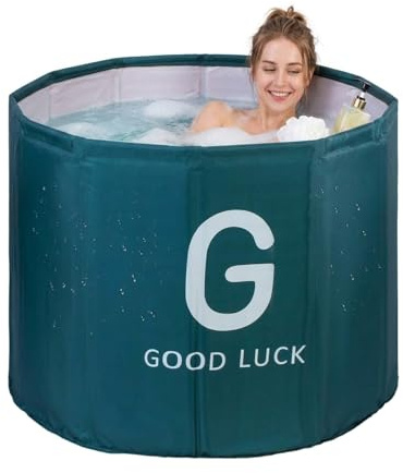 Portable Foldable Bathtub,Adult Freestand BathTubs,Collapsible Soaking Tub for Home,Gym Plunge Tub,Spa,Indoor Outdoor Ice & Hot Bath for Athletes Recovery(Cyan)
