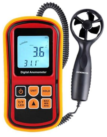 Akfldms Windmesser Windmesser Thermometer Digitales Anemometer Windgeschwindigkeitsmesser Anemometer