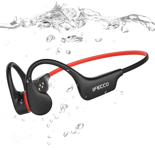 IFECCO Waterproof Headphones Swimming - IP68 Waterproof Bone Conduction Swimming Headphones Bluetooth 6.0,Underwater Earphones with 8G MP3 for Running Sports Cycling