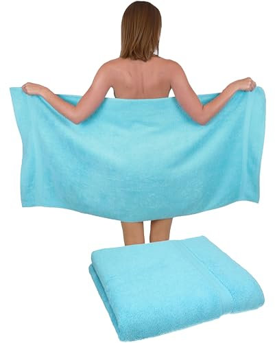 Betz 2 Stück Duschtücher Duschtuch Set Größe 70x140 cm Duschhandtuch Badetuch Strandtuch Handtuch Premium 100% Baumwolle Farbe türkis