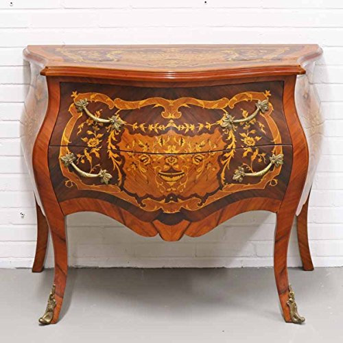 Casa Padrino Barock Kommode mit 2 Schubladen in mahaginibraun Intarsien/Messing 100 x 55 x H. 85 cm - Barockstil Möbel
