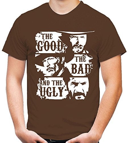 The Good The Bad and The Ugly Männer und Herren T-Shirt | Clint Eastwood Western Kostüm Kult (XXL, Braun)