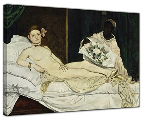 Bilderdepot24 Bild auf Leinwand | Édouard Manet Olympia in 80x60 cm als Wandbild | Wand-deko Dekoration Wohnung alte Meister | NEU-180204-80x60-o
