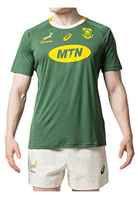 ASICS Herren Springboks 2019/20 Rugby-T-Shirt, Grün, XXL, Halbarm, Rundhals-Ausschnitt