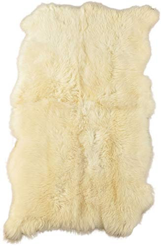 generisch SCHWEDISCHER LAMMFELL Teppich BEIGE Champagner Creme Weiss CA. 190 x 110 cm Fell Teppich KURZWOLLIG AUS 4 Island LAMMFELLEN VON KUHFELLE ONLINE