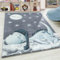 Teppium Kinderteppich für Mädchen und Jungen Dinosaurier Design 120 x 170 cm Blau - Waschbarer Teppich Weich, Pflegeleicht und Antiallergen - Teppich für Kinderzimmer, Babyzimmer und Spielzimmer