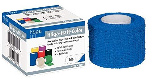 Höga-Haft-Color - Venda elástica de fijación (4 cm x 4 m, autoadhesiva, 2 unidades), color azul