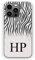 Personalised Initials Phone Case For Apple iPhones, 16, 15, 14,13, 12, 11, Pro Max, Mini, XR, SE Black Monogram, Initials on Black and White Zebra Print Hard Phone Cover