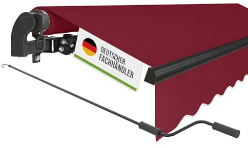 empasa manuelle Gelenkarmmarkise Markise Start | Sonnenmarkise Sonnenschutz Alu / Polyester komplett vormontiert, Farbe:weinrot, Größe:400 x 250 cm