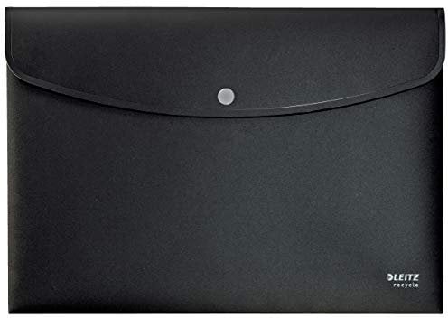 Leitz A4 Sammelmappe mit Druckknopfverschluss, 60 Blatt, 100% recyclebar, Undurchsichtiger Kunststoff, Umweltfreundlich, Recycle-Serie, Schwarz, 46780095