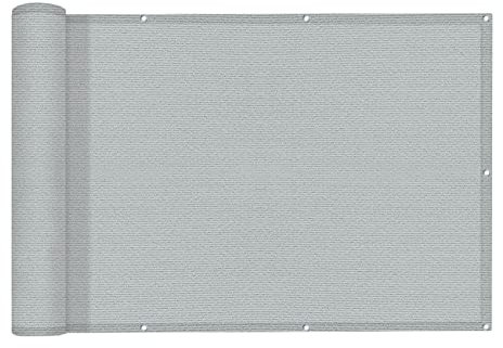 AXT SHADE Brise Vue Balcon 90x300cm HDPE Cache Vue Balcon Protection UV Opaque Résistant aux Contre Vent avec Trous et Serre Câbles pour Exterieur Terrasse-Gris Clair