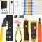 MAYLINE Pinza Crimpatrice RJ45 Set di strumenti di riparazione a crimpare per RJ11/RJ12/RJ45, taglierina per crimpatura spelafili passante di rete Cat5/Cat6, pinze cavi Lan per la(Giallo)