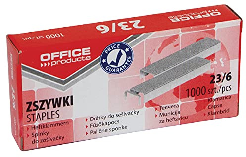 Klammern OFFICE PRODUCTS 23/6 1000pcs / Kleines Bürozubehör/Typ-Metall/Farbe-Silber/Größe:-23/6