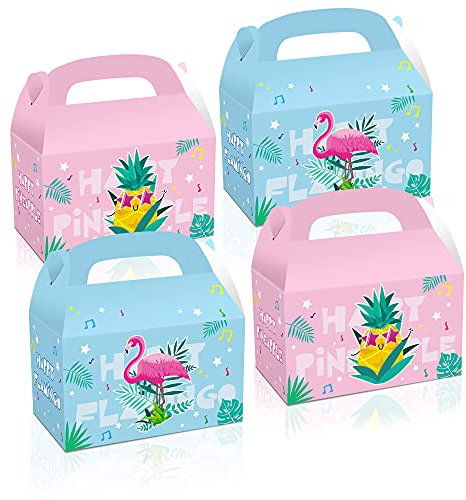GGSELL 12 x Hawaii-Partytüten, Flamingo-Geschenktüten, Sommer-Papiertüten, Ananas-Party-Geschenktüten