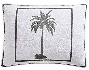 Tommy Bahama | Palm Island Collection | Kissenbezug – 100% Baumwolle, weich und atmungsaktiv mit Hotelverschluss, vorgewaschen für zusätzliche Weichheit, Standard, Grau