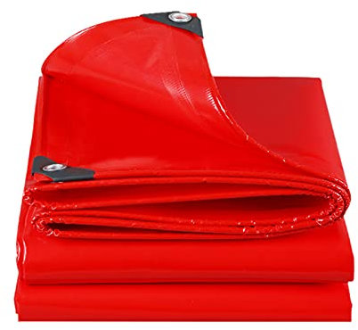 WMEIE Waterproof Tarpaulin, Heavy Duty Tarp Cover with Eyelet, for Garden Furniture Barbecue Small Swimming Pool Trampoline,Red,2x1.5m