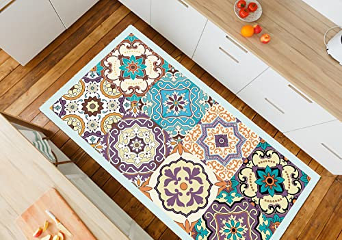 Doge Milano Küchenläufer, 100% Made in Italy, Schmutzabweisender Teppich mit Digitaldruck, Rutschfester und waschbarer Läufer, Geometrisches Modell - Como, cm 240x52