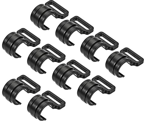 sourcing map Zeltstangen-Clips, 15,5 mm ID-C-Form, Planenhalterung, Kunststoff-Klemmverschlüsse für Outdoor-Camping, Schwarz, 15 Stück