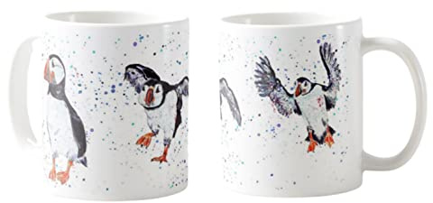 Vixar Papageientaucher Vogel Aquarell Kunst Farbige Keramiktasse 325 ml Weie Geschenk Tasse fr Geburtstag, Arbeit, Bro, Weihnachten, Tee, Kaffee
