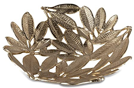 formano Deko Schale rund 38cm Alu Blatt Gold Tisch Deko