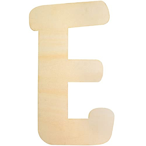 Unfinished Wooden Letter E, 12 inch Wood Letters for Crafts, 5mm Thick | Sanded smooth surface, easy adhesive wall hanging, ideal to make kid name signs and nursery bedroom wall decor projects