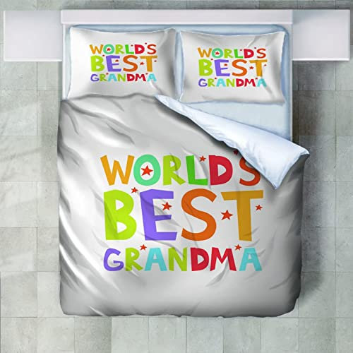 Roadchoice Bettwäsche 200x200 Weltbeste Oma Bettwäsche Set, Mikrofaser Bettbezüge, 1 Bettbezug mit Reißverschluss + 2 Kissenbezug 80x80 cm