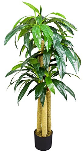 Decovego Künstlicher Drachenbaum, Kunstpflanze, 140 cm, Tropische Deko für Wohn- & Büroräume, Allergikerfreundlich & Pflegeleicht