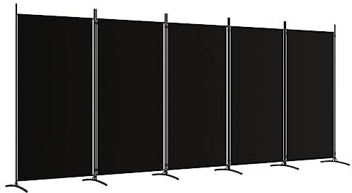 vidaXL Paravent 5-TLG. Raumtrenner Raumteiler Trennwand Umkleide Sichtschutz Spanische Wand Wohnzimmer Schlafzimmer Schwarz 433x180cm Stoff