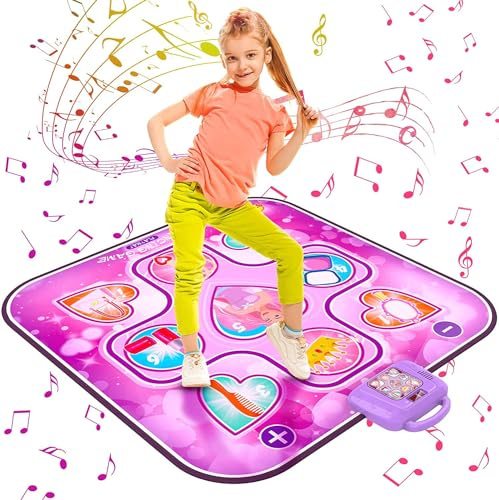 GARNHLOB Tanzmatte für Kinder ab 3 4 5 6 7 8 9 10 Jahren Mädchen Kinder Tanzmatten 6 Spielmodi, Dance Mat Spielzeug als Weihnachts Geburtstags Geschenk für Mädchen