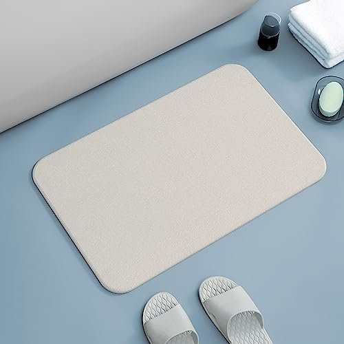 TOPINCN Schnell Trocknende Badezimmermatten, Steinplatten-Badematte, rutschfest, Stabile Wasseraufnahme, Badezimmermatten, Badezimmer-Fußmatten für Zuhause (Weiss)