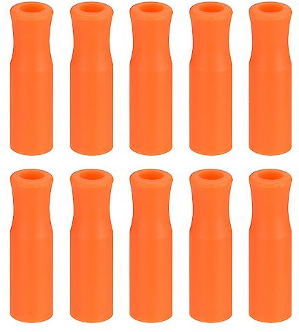 sourcing map Lot de 10 embouts de paille en silicone, couvercles de paille en métal, doux et réutilisables pour pailles en acier inoxydable de 6 mm, orange
