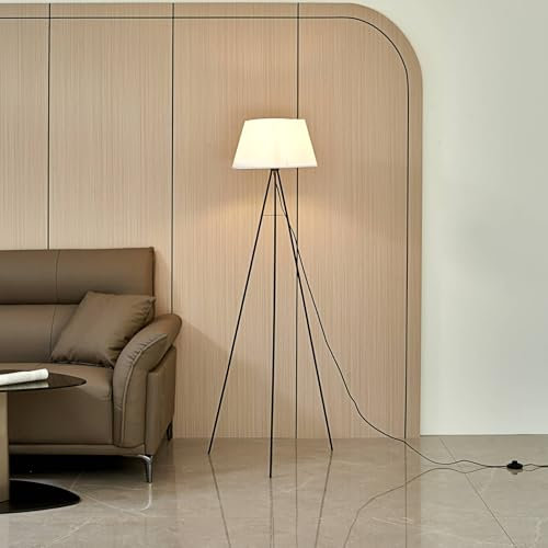 ELC Tripod Stehlampe Elsika (Modern) in Braun aus Textil (1 flammig, E27) - Stehleuchte Floor Lamp Standleuchte Wohnzimmerlampe Wohnzimmerleuchte