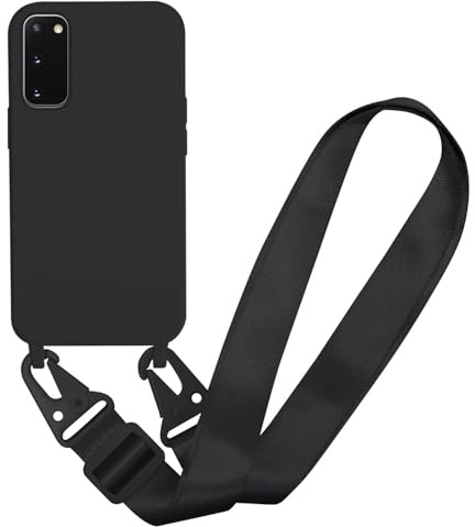 MBSLFY Handyhülle kompatibel mit Samsung Galaxy S20 Hülle mit Band, Silikon Necklace Handyhülle mit Abnehmbar Kordel Umhängen Stossfest Handy Schutzhülle für Samsung Galaxy S20, Schwarz