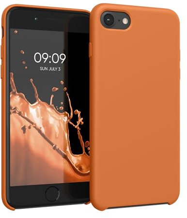 kwmobile Hülle kompatibel mit Apple iPhone SE (2022/2020) / iPhone 8/7 Hülle - Silikon Handy Case - Handyhülle weiche Oberfläche - kabelloses Laden - Warme Aprikose