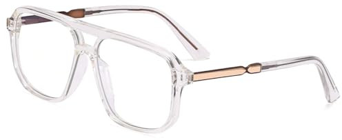 kachawoo Verres carrés bloquant la lumière bleue pour homme - Cadre en métal TR90, Transparent, L